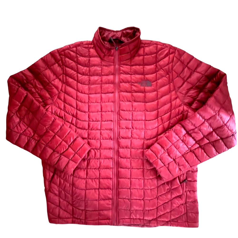 The North Face Mens Thermoball Eco Puffer Jacket Red XL Full Zip Quilted Jacket